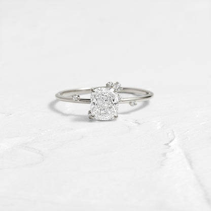 Cluster-Elongated Cushion Lab Grown Diamond Engagement Ring