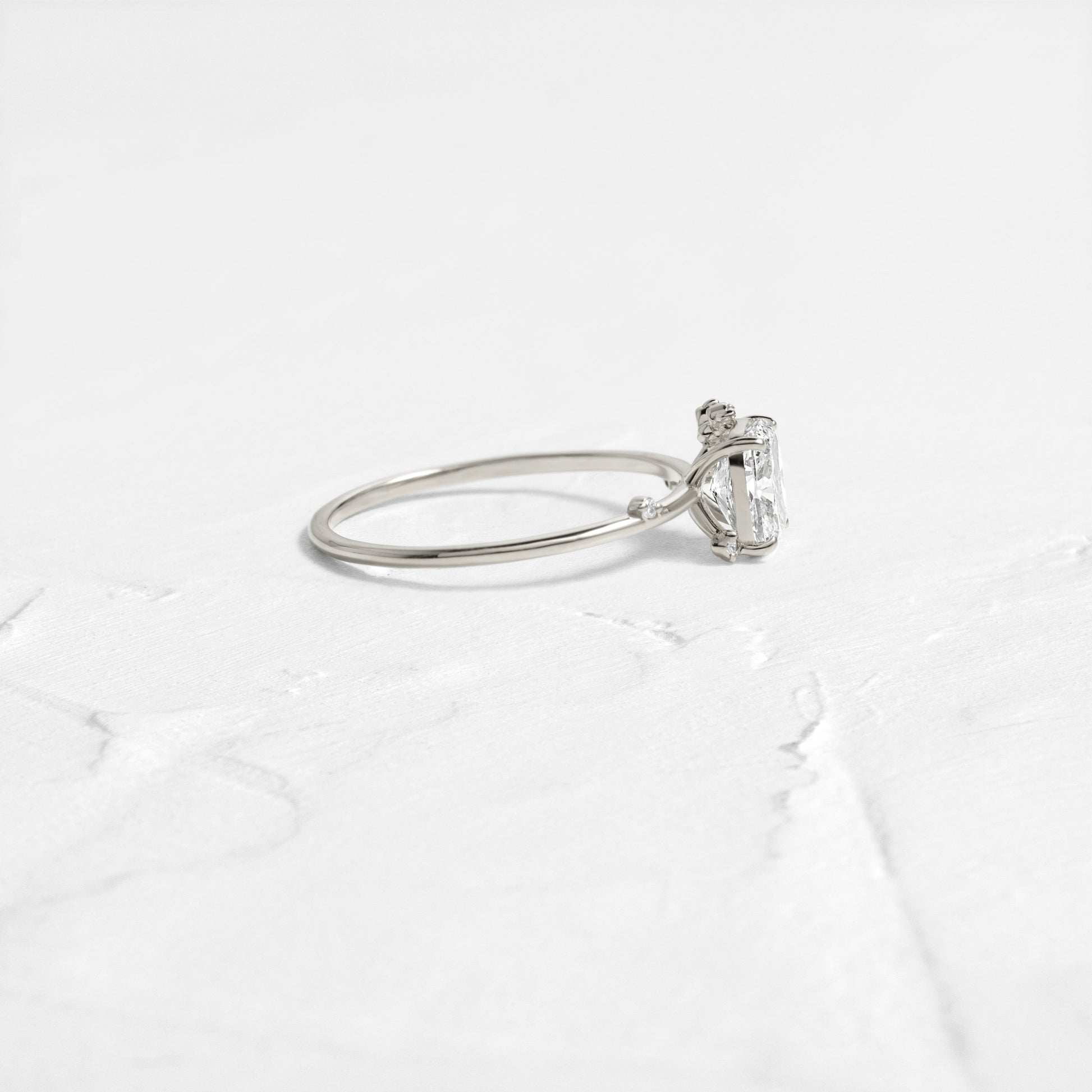 Cluster-Elongated Cushion Lab Grown Diamond Engagement Ring
