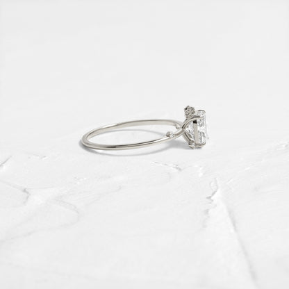 Cluster-Elongated Cushion Lab Grown Diamond Engagement Ring