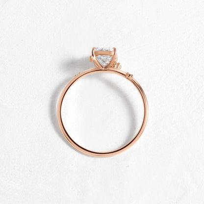 Cluster-Elongated Cushion Lab Grown Diamond Engagement Ring