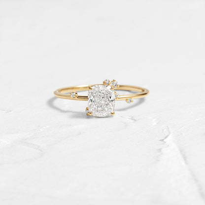 Cluster-Elongated Cushion Lab Grown Diamond Engagement Ring