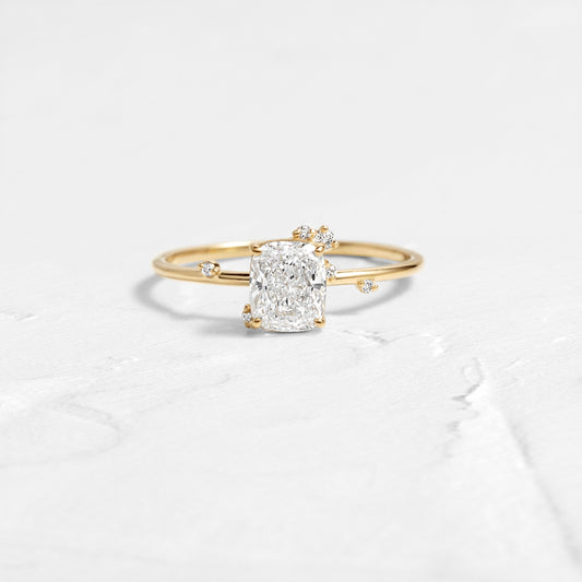 Cluster-Elongated Cushion Lab Grown Diamond Engagement Ring