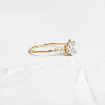 Cluster-Elongated Cushion Lab Grown Diamond Engagement Ring