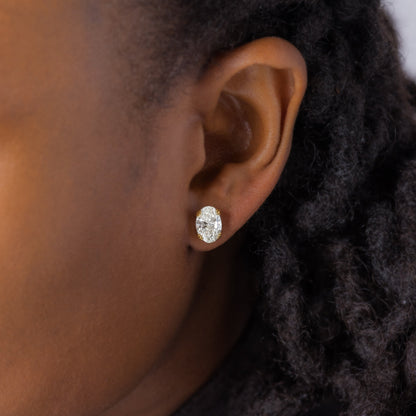Solitaire- 1.0CT Oval Lab Grown Diamond Earrings