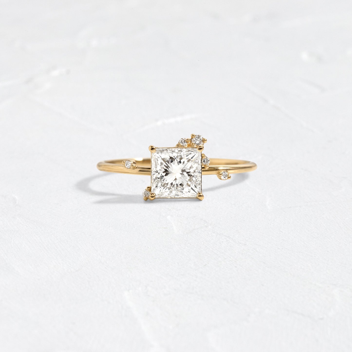 Dainty Cluster-Princess Lab Grown Diamond Engagement Ring