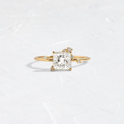 Dainty Cluster-Princess Lab Grown Diamond Engagement Ring
