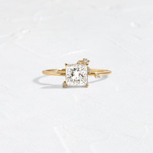 Dainty Cluster-Princess Lab Grown Diamond Engagement Ring