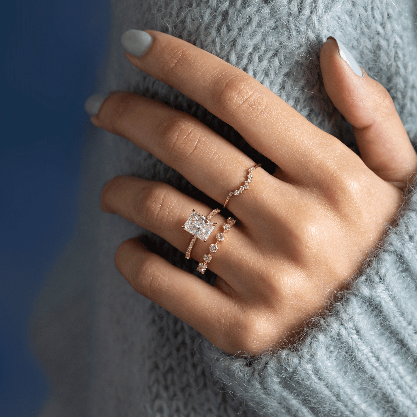 Pave-Radiant Lab Grown Diamond Engagement Ring