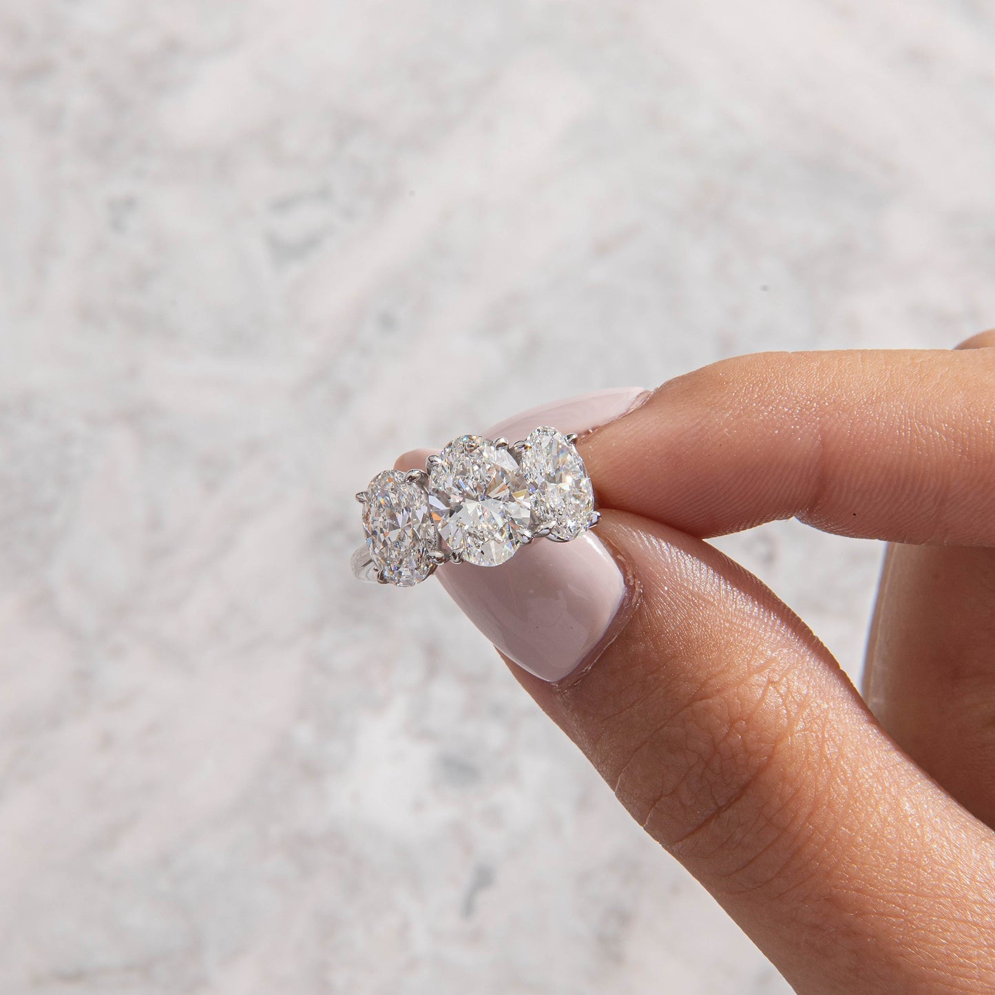 Three Stone-Oval Lab Grown Diamond Engagement Ring