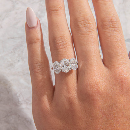 Three Stone-Oval Lab Grown Diamond Engagement Ring
