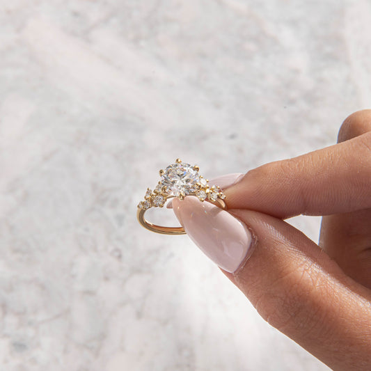 Cluster-Round Lab Grown Diamond Engagement Ring