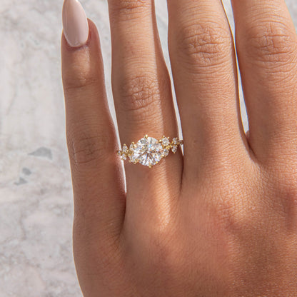 Cluster-Round Lab Grown Diamond Engagement Ring