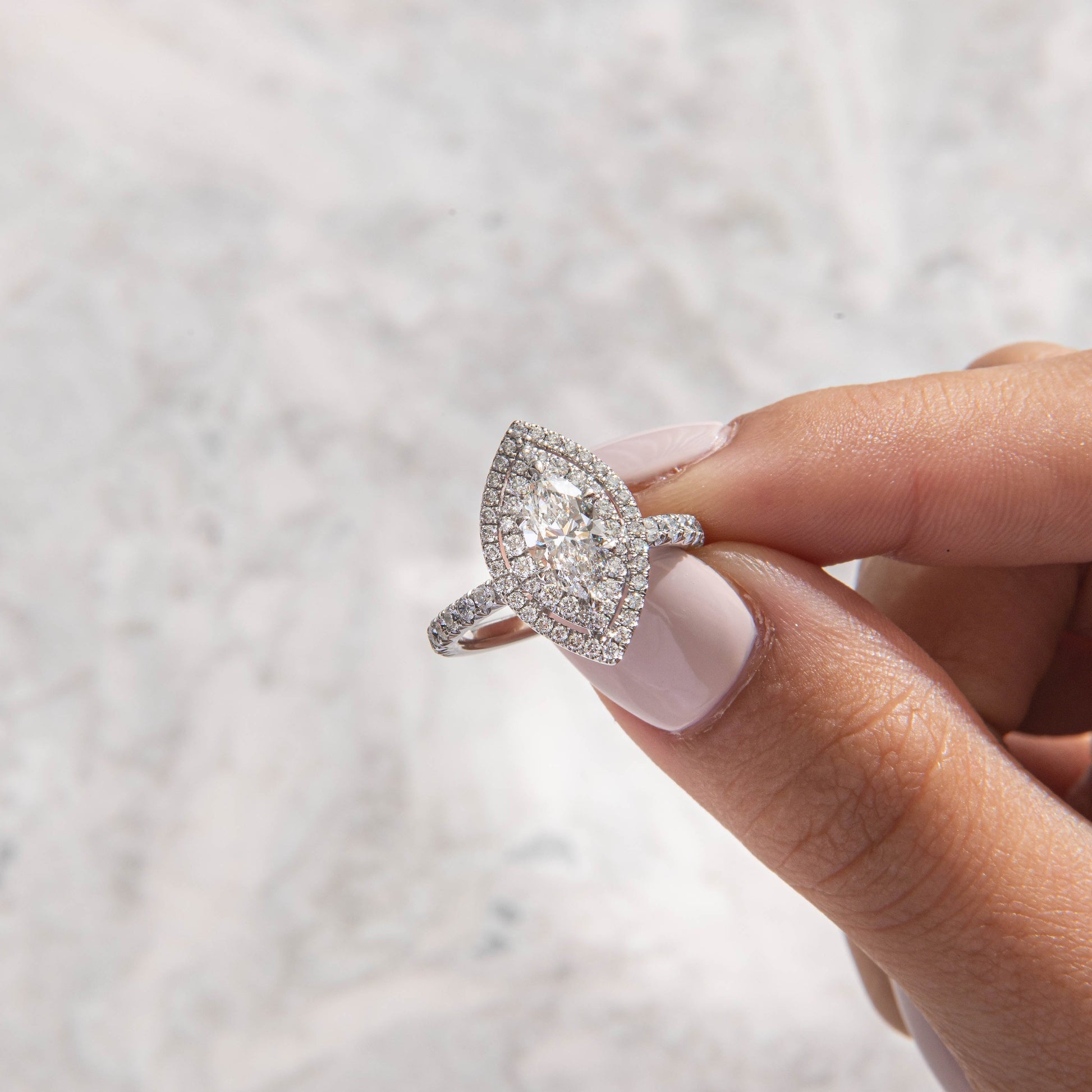 Double Halo & Pave-Marquise Lab Grown Diamond Engagement Ring