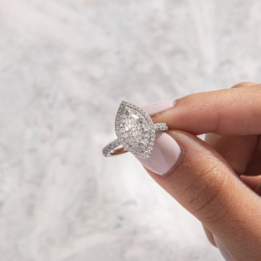 Double Halo & Pave-Marquise Lab Grown Diamond Engagement Ring