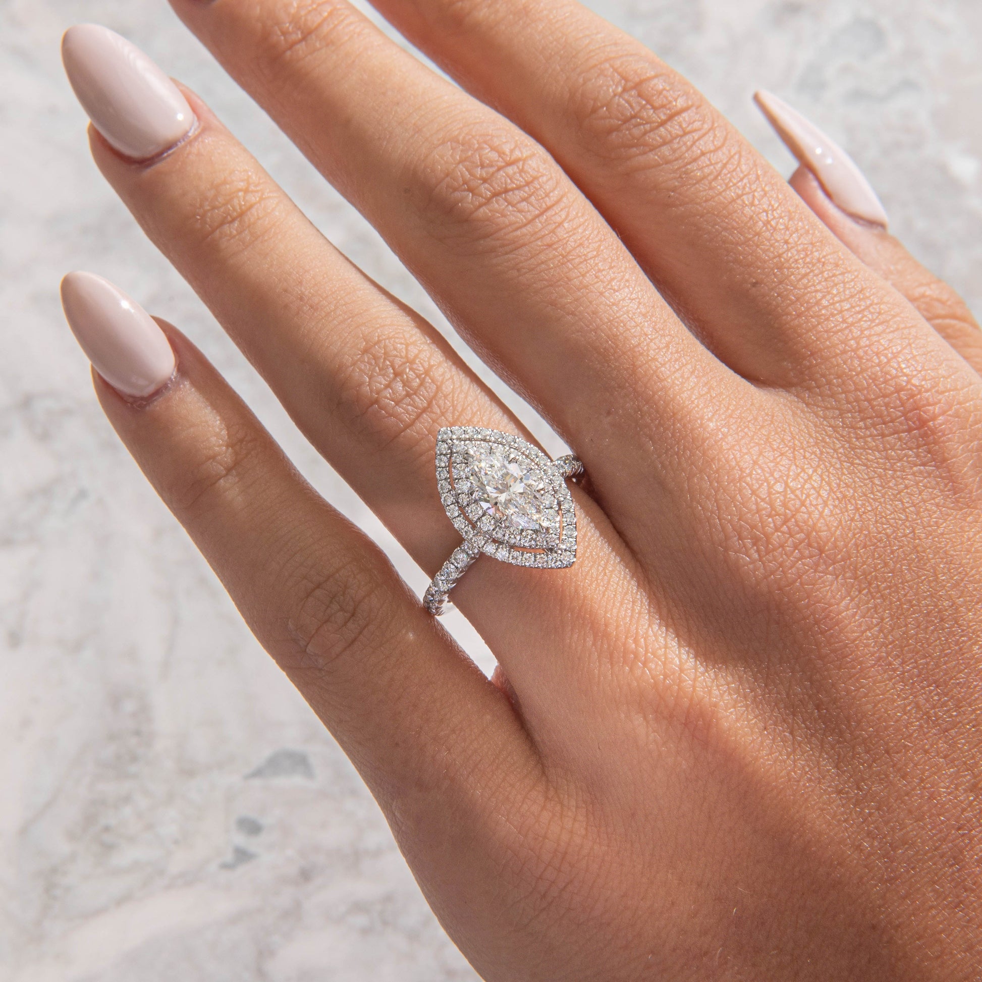 Double Halo & Pave-Marquise Lab Grown Diamond Engagement Ring