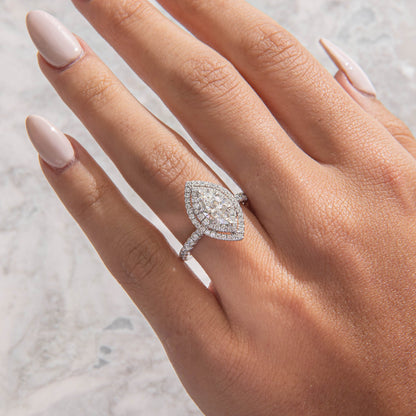 Double Halo & Pave-Marquise Lab Grown Diamond Engagement Ring