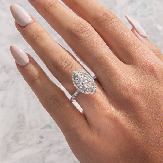 Double Halo & Pave-Marquise Lab Grown Diamond Engagement Ring