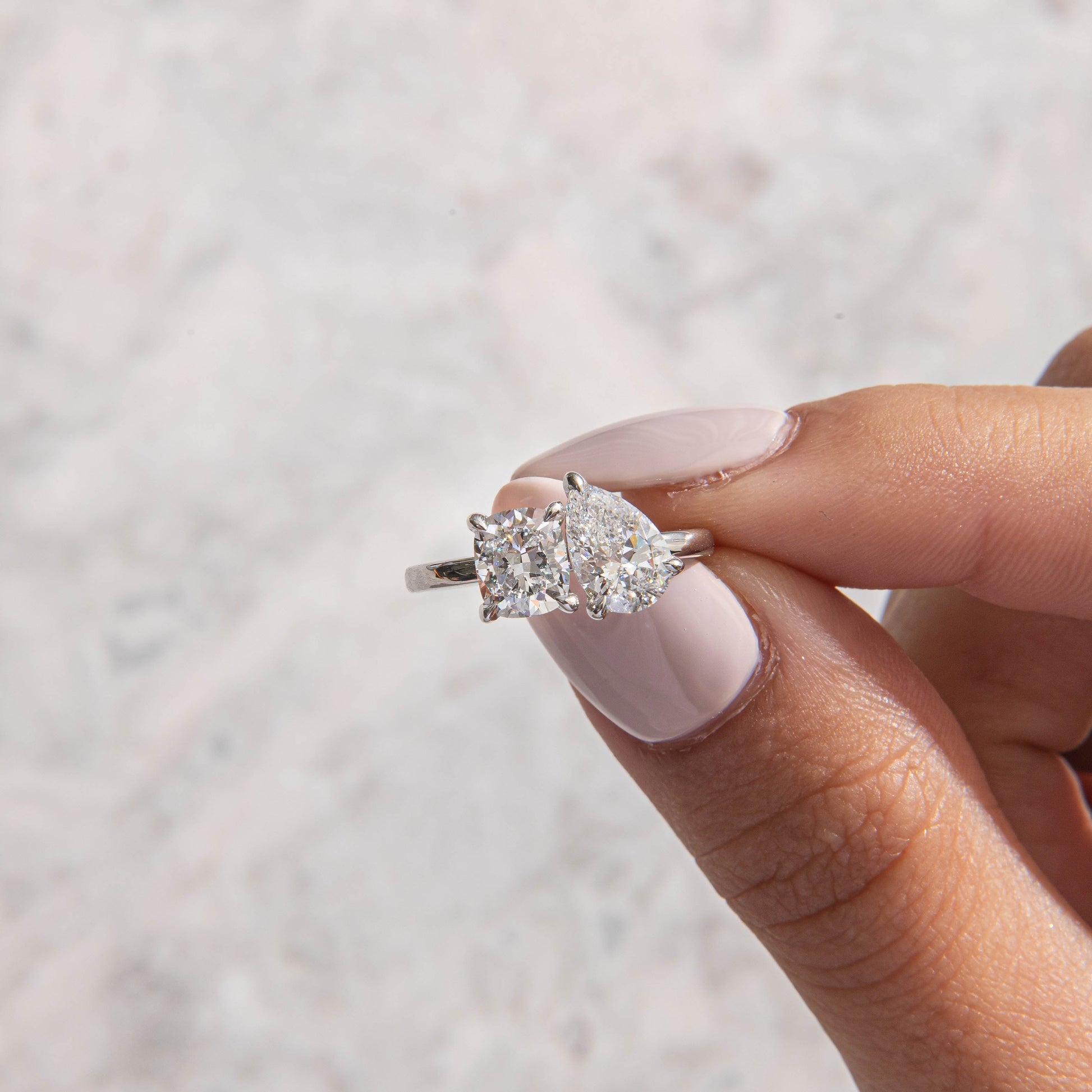 Toi Et Moi-Pear & Elongated Cushion Lab Grown Diamond Engagement Ring