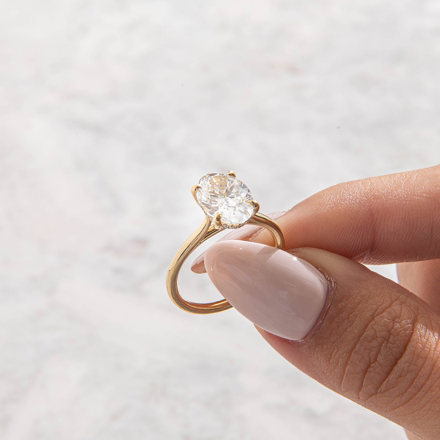 Hidden Halo-Oval Lab Grown Diamond Engagement Ring