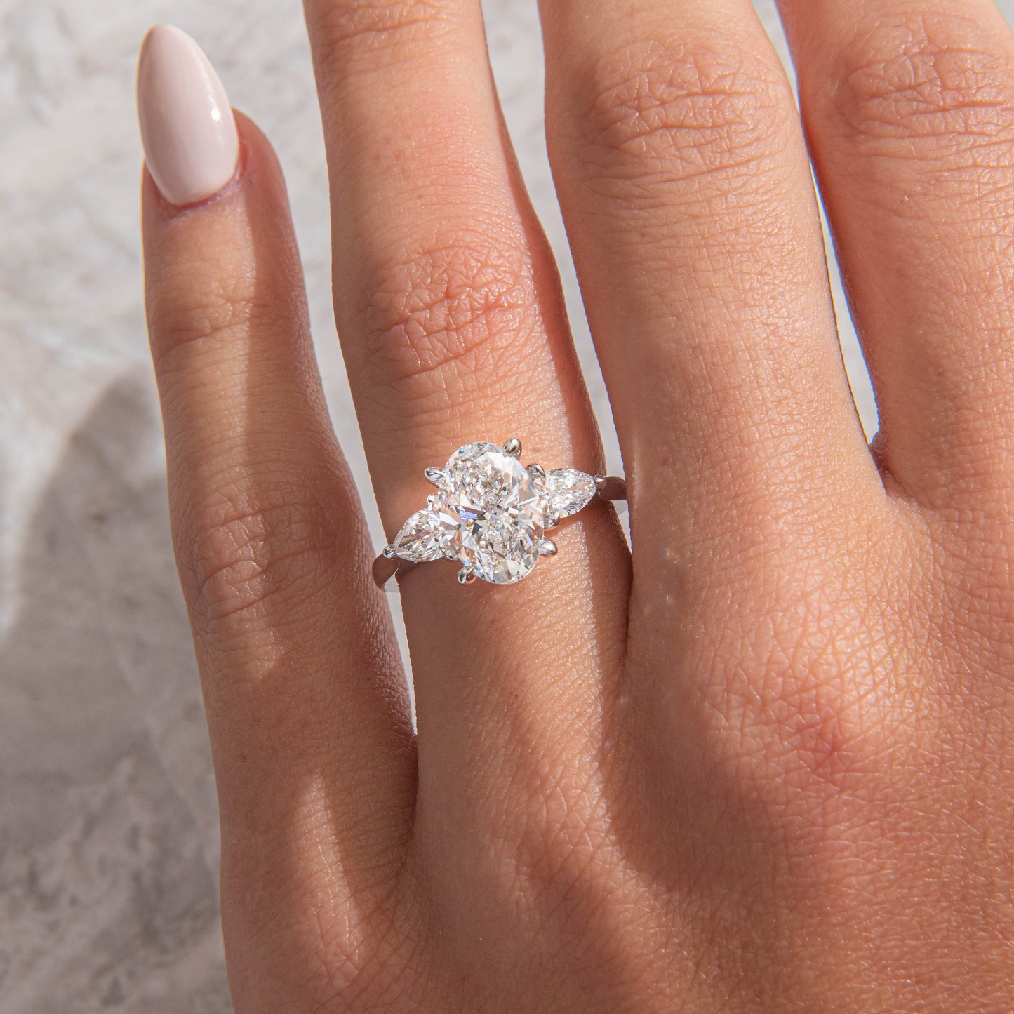 Three Stone-Oval Lab Grown Diamond Engagement Ring