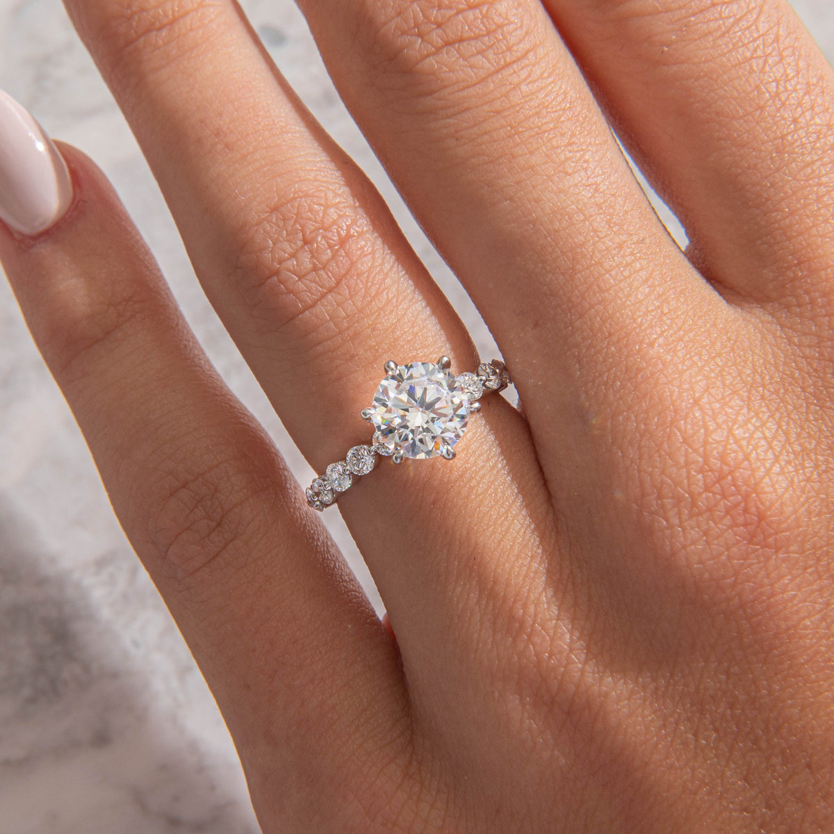 Pave-Round Lab Grown Diamond Engagement Ring