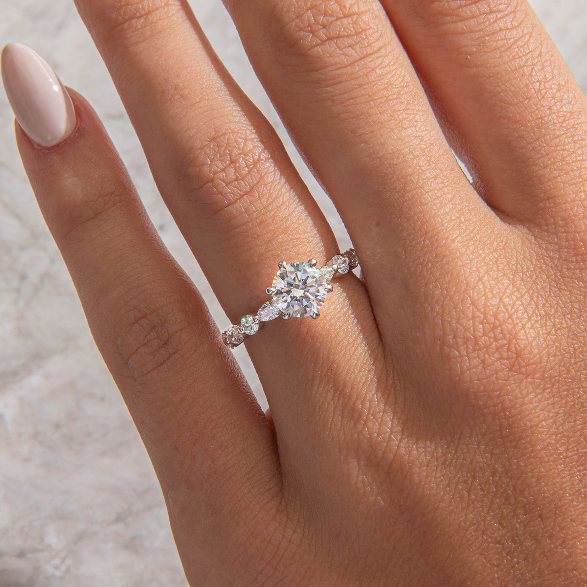 Pave-Round Lab Grown Diamond Engagement Ring