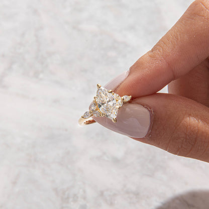 Cluster-Marquise Lab Grown Diamond Engagement Ring