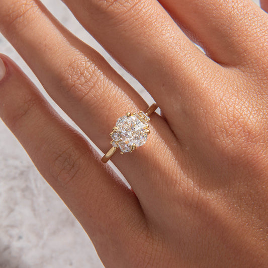 Cluster-Oval Lab Grown Diamond Engagement Ring
