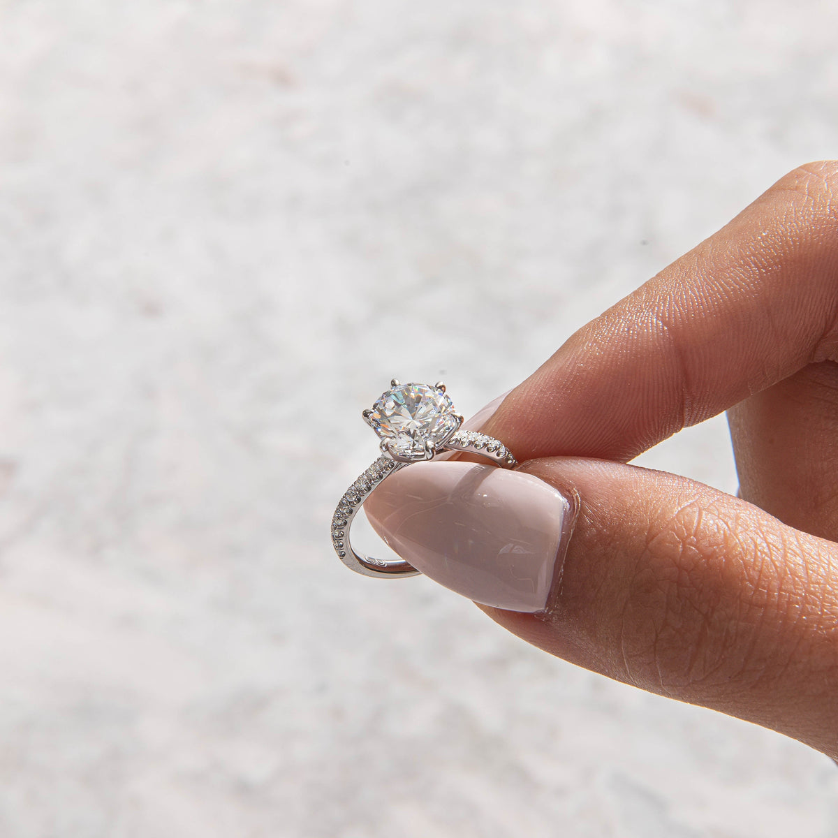 Pave-Round Lab Grown Diamond Engagement Ring