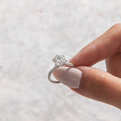 Pave-Round Lab Grown Diamond Engagement Ring