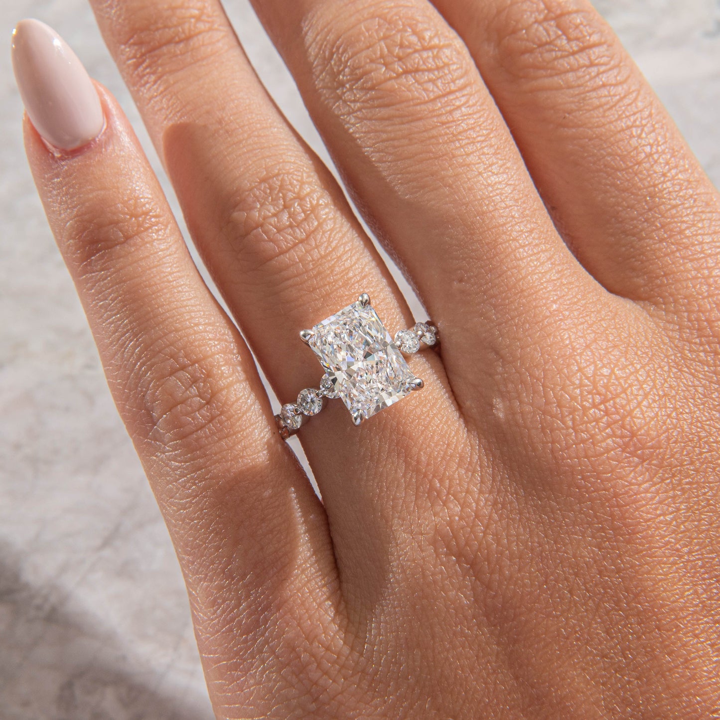 Bubble Pave-Radiant Lab Grown Diamond Engagement Ring