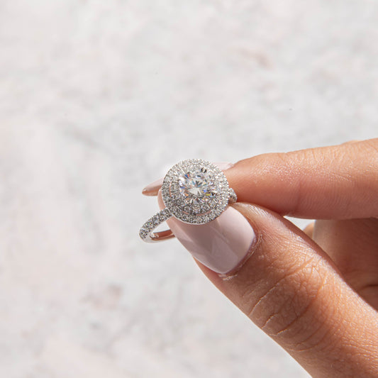 Double Halo & Pave-Round Lab Grown Diamond Engagement Ring