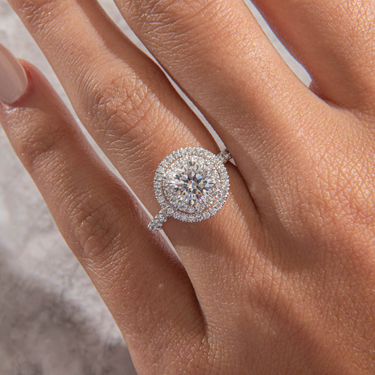 Double Halo & Pave-Round Lab Grown Diamond Engagement Ring