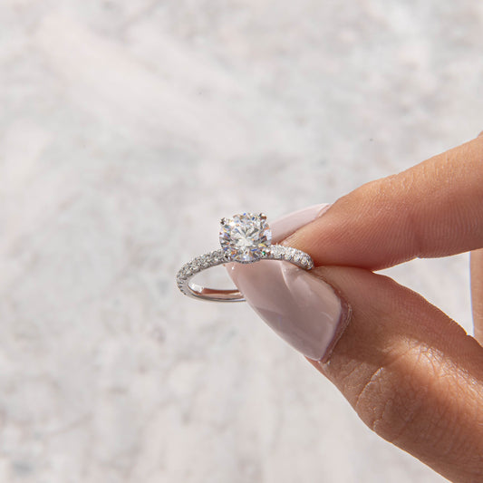 Hidden Halo & Pave-Round Lab Grown Diamond Engagement Ring