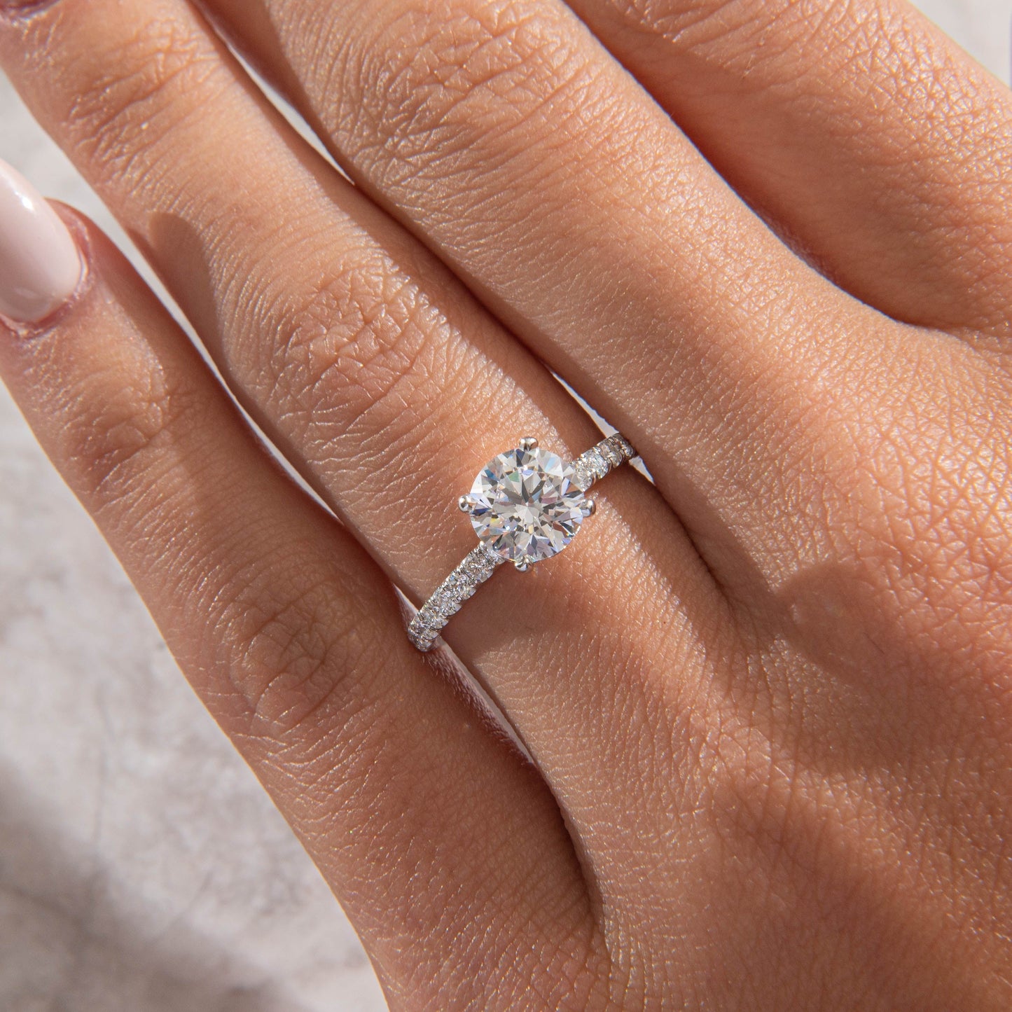 Hidden Halo & Pave-Round Lab Grown Diamond Engagement Ring