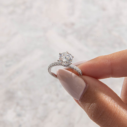 Hidden Halo & Pave-Round Lab Grown Diamond Engagement Ring