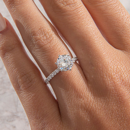 Hidden Halo & Pave-Round Lab Grown Diamond Engagement Ring