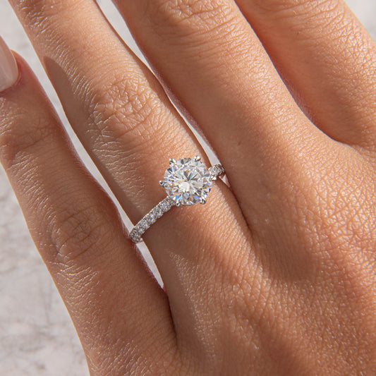 Hidden Halo & Pave-Round Lab Grown Diamond Engagement Ring