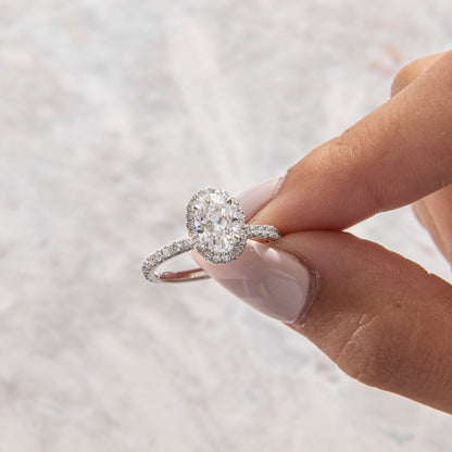 Halo & Pave-Oval Lab Grown Diamond Engagement Ring