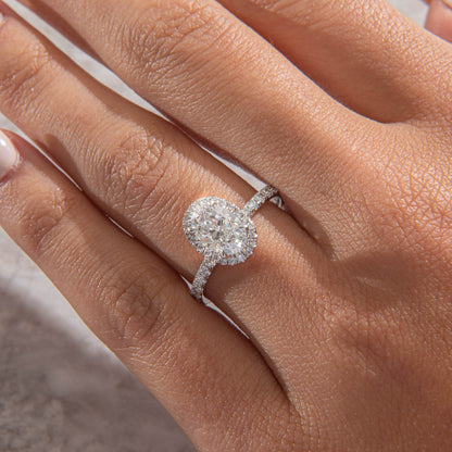 Halo & Pave-Oval Lab Grown Diamond Engagement Ring
