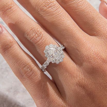 Halo & Pave-Oval Lab Grown Diamond Engagement Ring