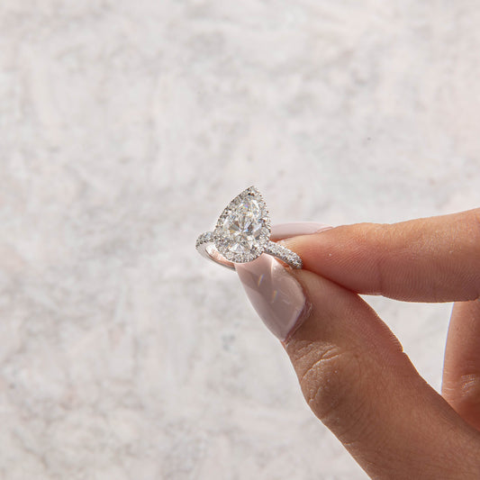 Halo & Pave-Pear Lab Grown Diamond Engagement Ring