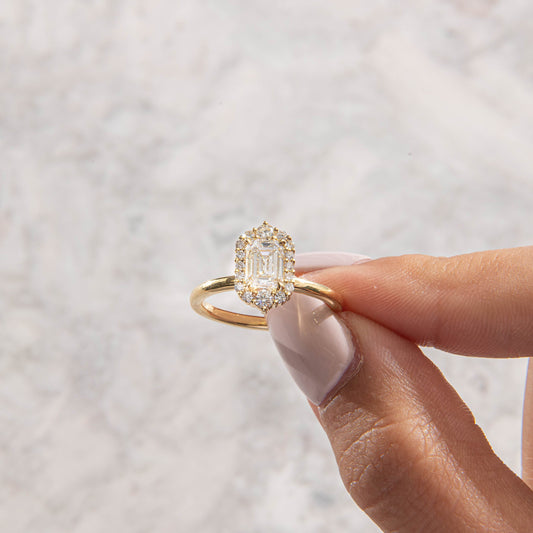 Halo-Emerald Lab Grown Diamond Engagement Ring