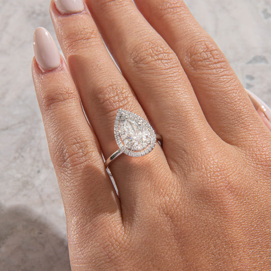Double Halo-Pear Lab Grown Diamond Engagement Ring