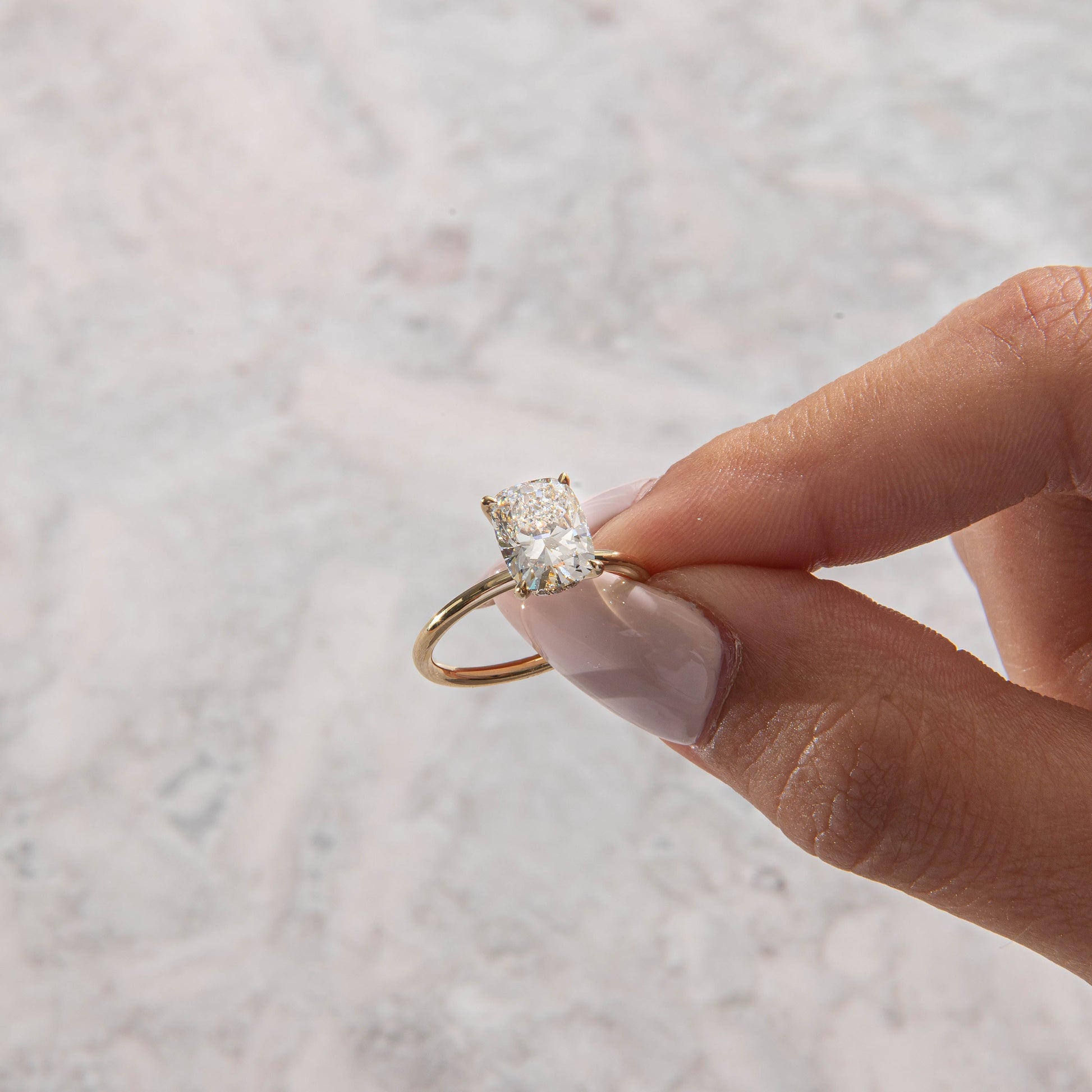 Solitaire-Elongated Cushion Lab Grown Diamond Engagement Ring