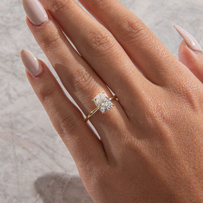 Solitaire-Elongated Cushion Lab Grown Diamond Engagement Ring