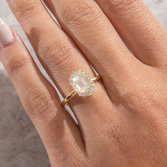 Halo-Emerald Lab Grown Diamond Engagement Ring