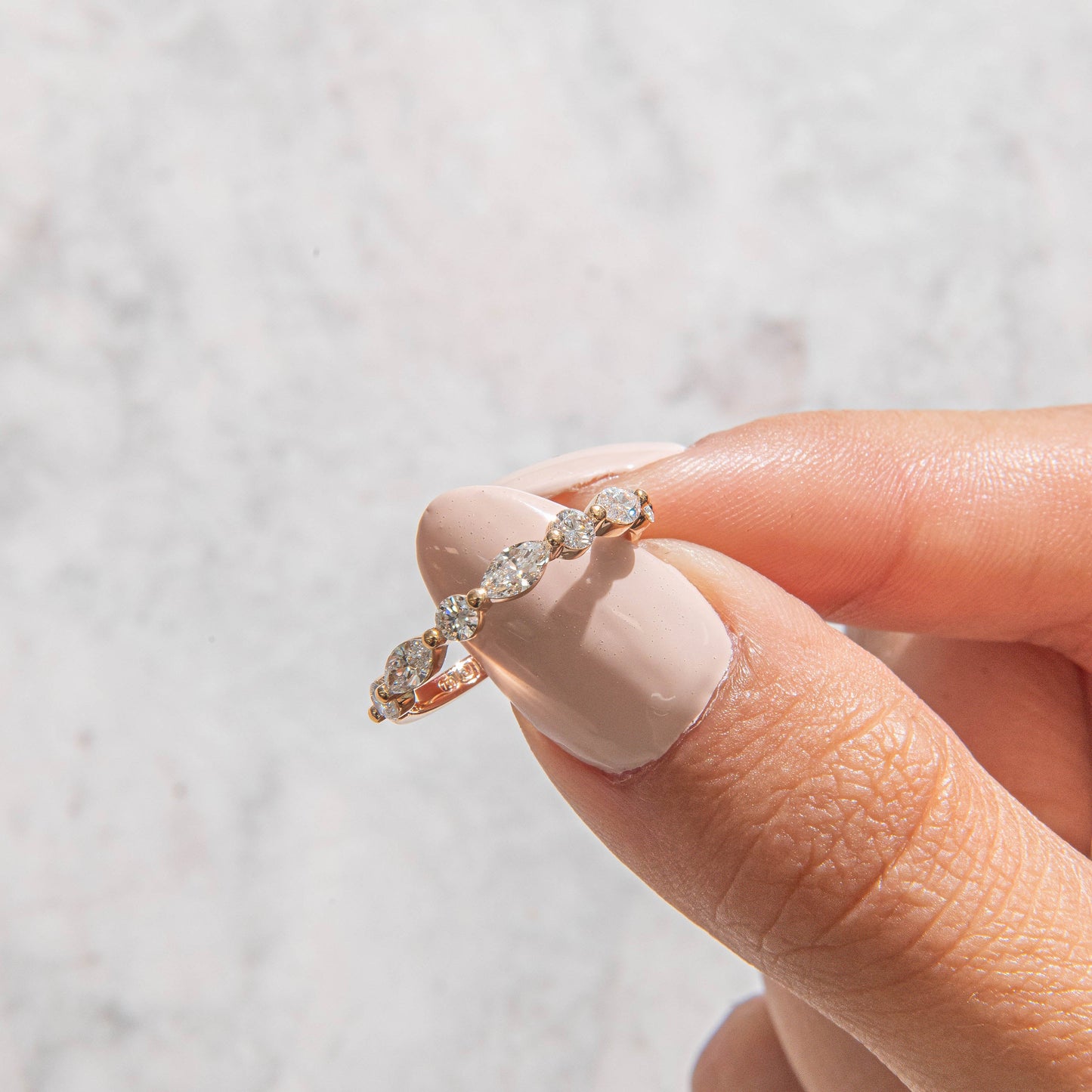 Half Eternity-0.7 CT Marquise & Round Lab Grown Diamond Wedding Band