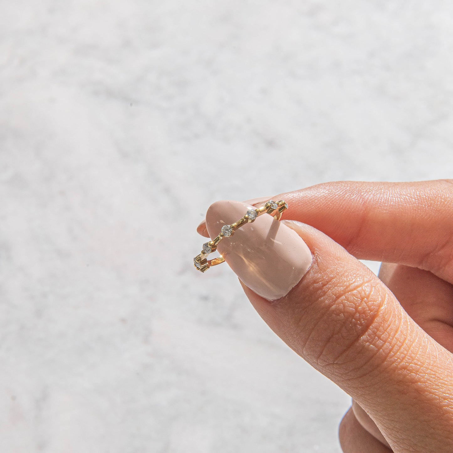 Dainty Pave & Half Eternity-0.25 CT Round Lab Grown Diamond Wedding Band