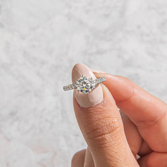 Criss Cross-Round Lab Grown Diamond Engagement Ring